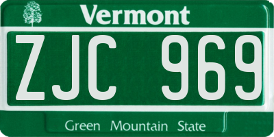 VT license plate ZJC969