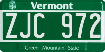 VT license plate ZJC972