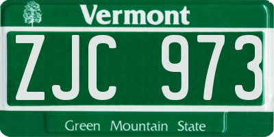 VT license plate ZJC973