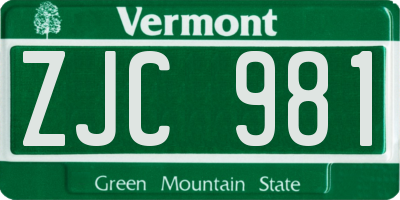 VT license plate ZJC981