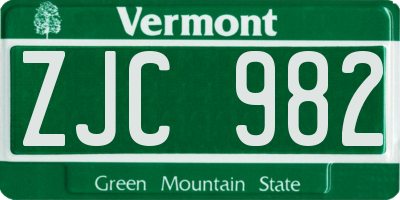 VT license plate ZJC982