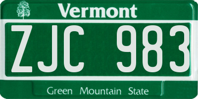 VT license plate ZJC983