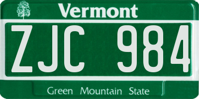VT license plate ZJC984