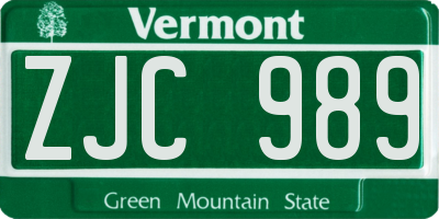 VT license plate ZJC989