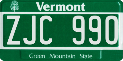 VT license plate ZJC990