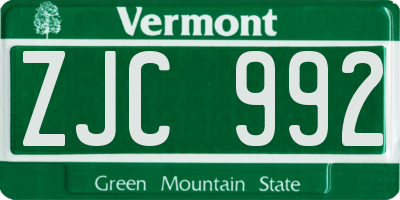 VT license plate ZJC992