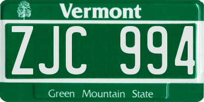 VT license plate ZJC994
