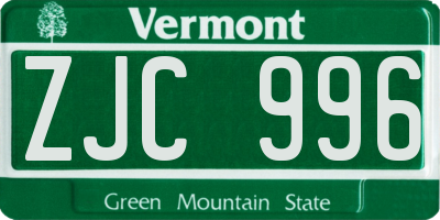 VT license plate ZJC996