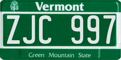 VT license plate ZJC997