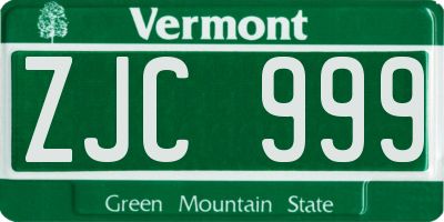 VT license plate ZJC999