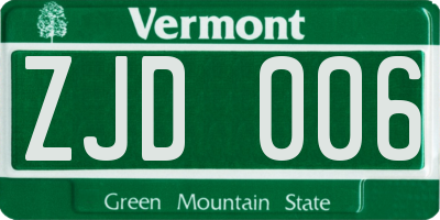 VT license plate ZJD006