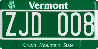 VT license plate ZJD008