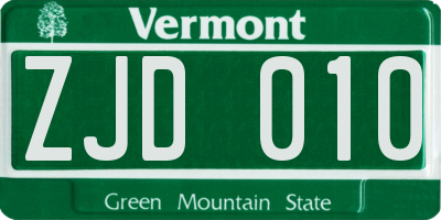 VT license plate ZJD010