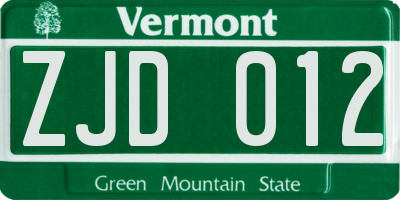 VT license plate ZJD012