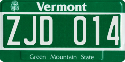VT license plate ZJD014