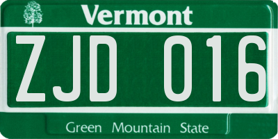 VT license plate ZJD016