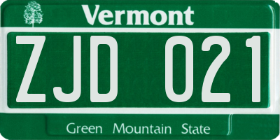 VT license plate ZJD021