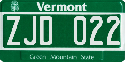 VT license plate ZJD022