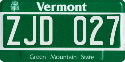 VT license plate ZJD027