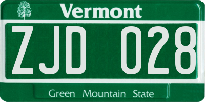 VT license plate ZJD028