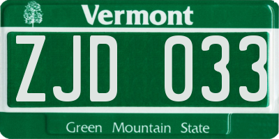 VT license plate ZJD033