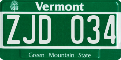 VT license plate ZJD034