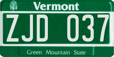 VT license plate ZJD037