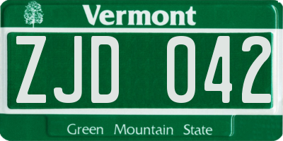 VT license plate ZJD042