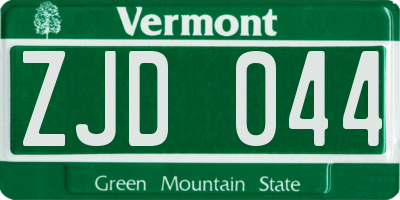 VT license plate ZJD044