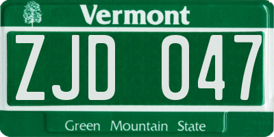 VT license plate ZJD047