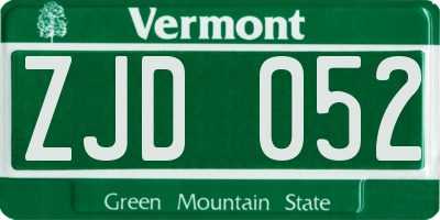 VT license plate ZJD052