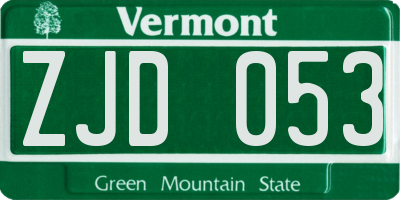 VT license plate ZJD053