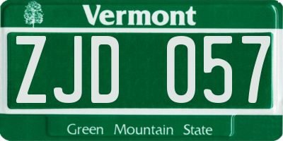 VT license plate ZJD057