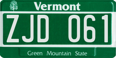 VT license plate ZJD061