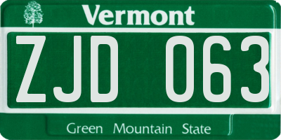 VT license plate ZJD063