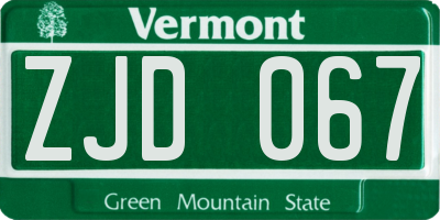 VT license plate ZJD067