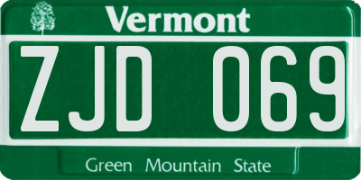 VT license plate ZJD069