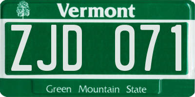 VT license plate ZJD071