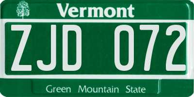 VT license plate ZJD072