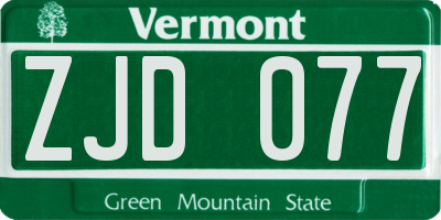 VT license plate ZJD077