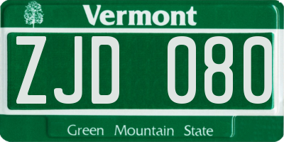 VT license plate ZJD080