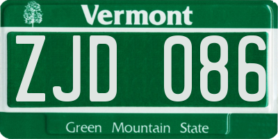 VT license plate ZJD086