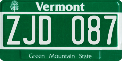VT license plate ZJD087