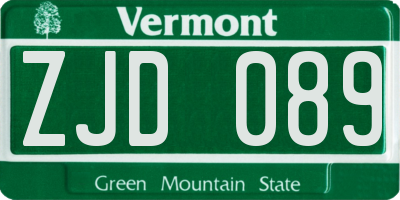 VT license plate ZJD089
