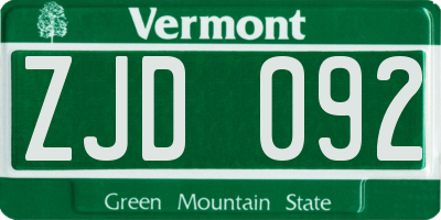 VT license plate ZJD092