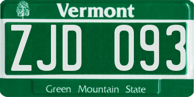 VT license plate ZJD093