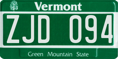 VT license plate ZJD094