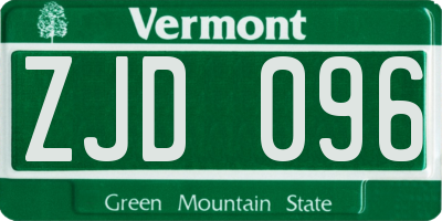VT license plate ZJD096