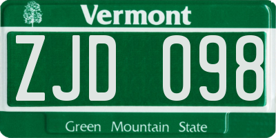 VT license plate ZJD098