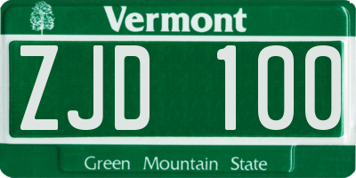 VT license plate ZJD100